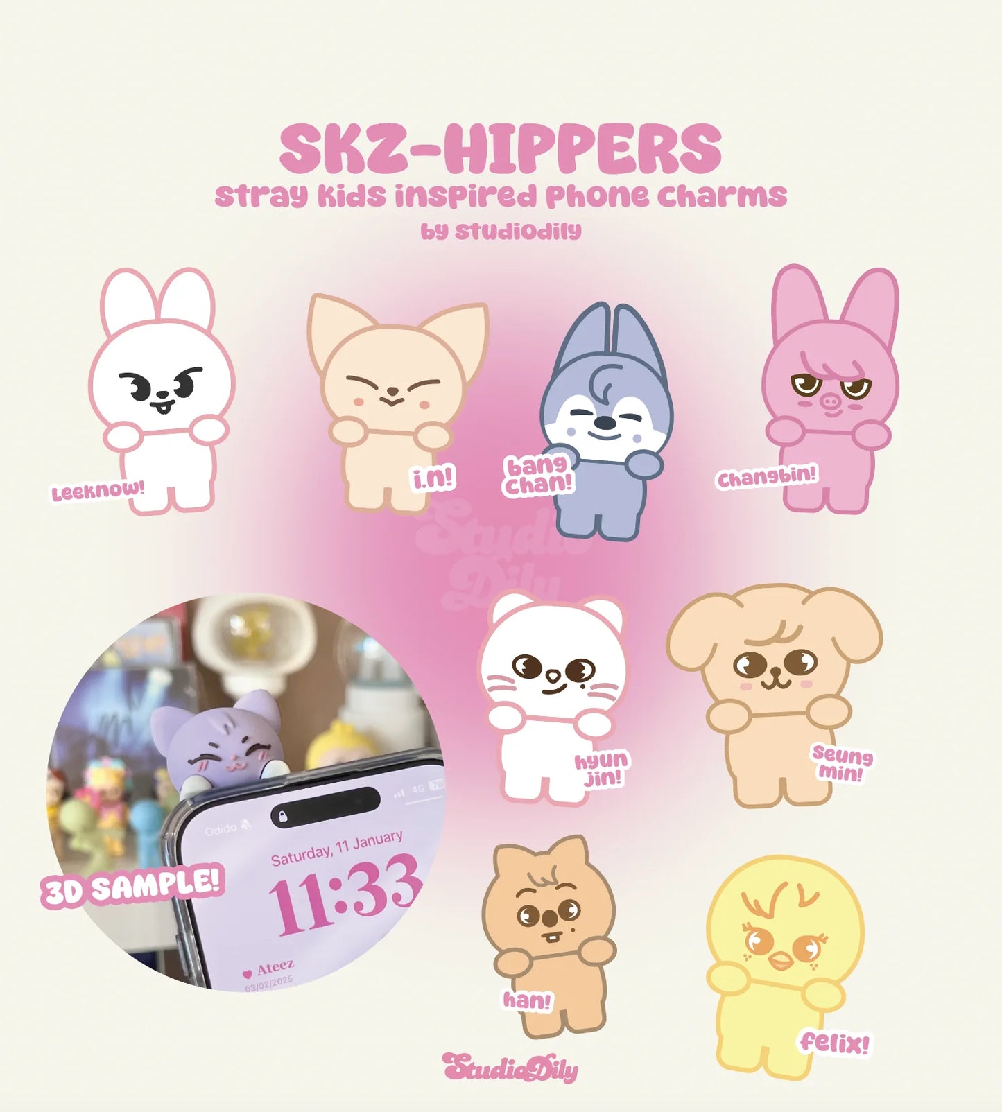 [SKZ fan made merch] SKZOO phone peeker by studiodily